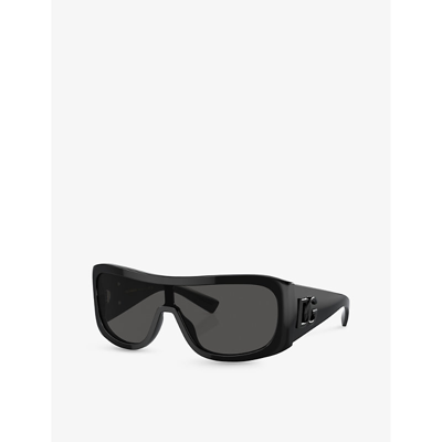 Dolce & Gabbana Dg4454 Rectangle-frame Acetate Sunglasses In Black