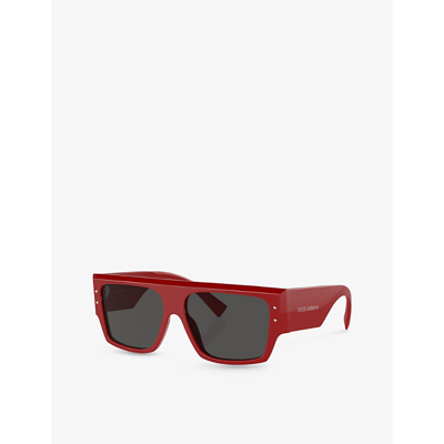 Shop Dolce & Gabbana Women's Red Dg4459 Square-frame Acetate Sunglasses