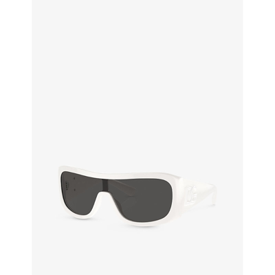 Shop Dolce & Gabbana Women's White Dg4454 Rectangle-frame Acetate Sunglasses