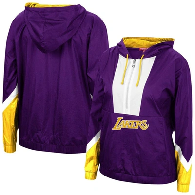 Shop Mitchell & Ness Purple Los Angeles Lakers Half-zip Windbreaker 2.0 Hoodie