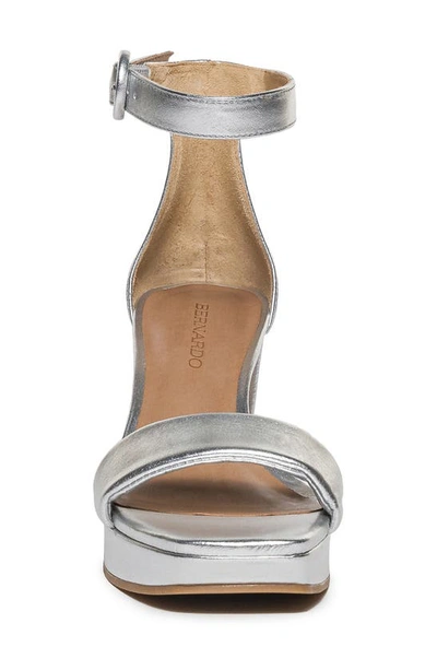 Shop Bernardo Footwear Carla Square Toed Ankle Strap Sandal In Silver