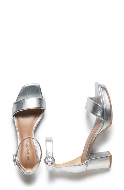 Shop Bernardo Footwear Carla Square Toed Ankle Strap Sandal In Silver