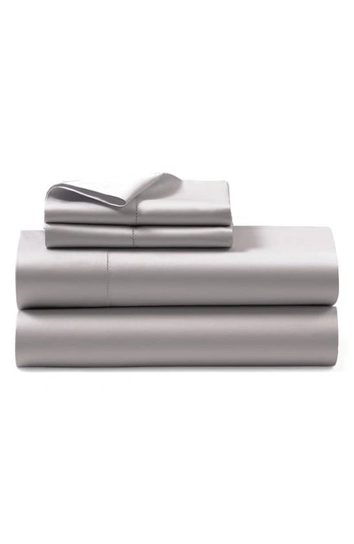 Shop Ralph Lauren Organic Sateen 624 Thread Count Fitted Sheet In True Platinum