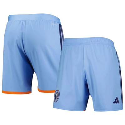 Shop Adidas Originals Adidas Light Blue New York City Fc 2023 Away Aeroready Authentic Shorts