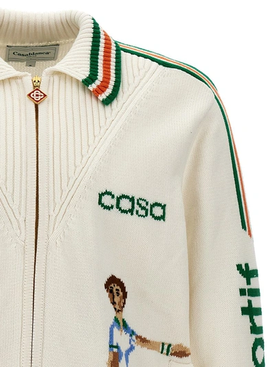 Shop Casablanca 'le Jeou Intarsia' Cardigan In White