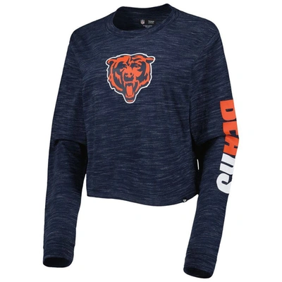 Shop New Era Navy Chicago Bears Crop Long Sleeve T-shirt