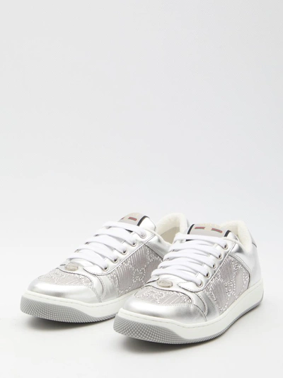 Shop Gucci Screener Gg Sneakers In Silver