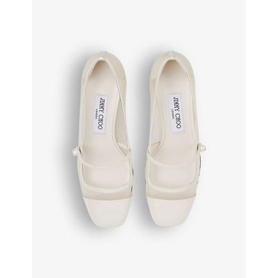 Jimmy Choo Womens Elisa 45 Mesh And Patent-leather Heeled Courts Latte/latte Eur 36 / 3 Uk In Latte/latte