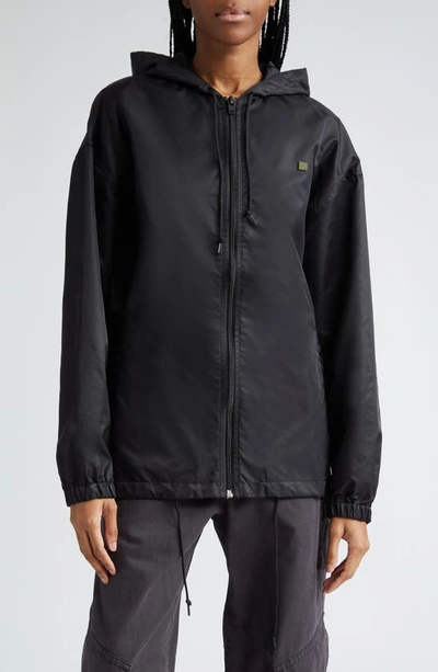 Shop Acne Studios Ovitta Face Patch Hooded Nylon Jacket In Black