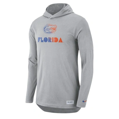 Shop Nike Gray Florida Gators Campus Performance Hoodie Long Sleeve T-shirt