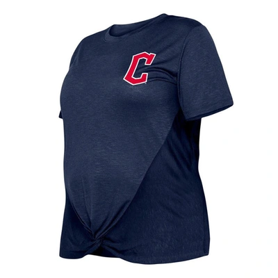 Shop New Era Navy Cleveland Guardians Plus Size Two-hit Front Knot T-shirt