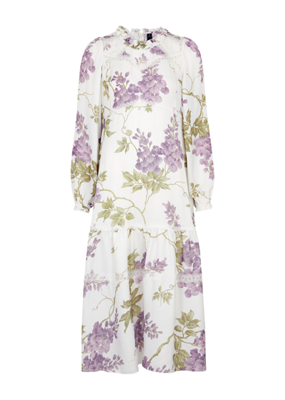 Shop Needle & Thread Wisteria Floral-print Midi Dress In Multicoloured