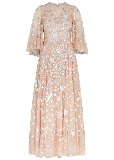 Shop Needle & Thread Constellation Sequin-embellished Tulle Gown In Pink