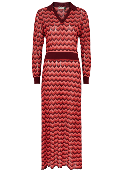 Shop Rixo London Rixo Annie Striped Fine-knit Maxi Dress In Red