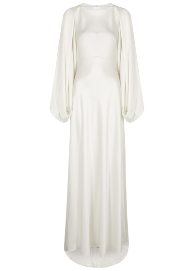 Shop Roksanda Kami Cape-effect Silk-satin Gown In Ivory