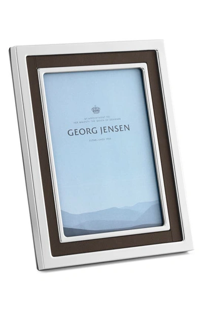 Shop Georg Jensen Stainless Steel & Leather Picture Frame In Silver