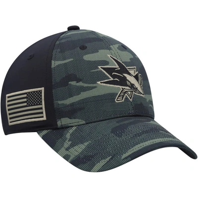 Shop Adidas Originals Adidas  Camo/black San Jose Sharks Military Appreciation Flex Hat