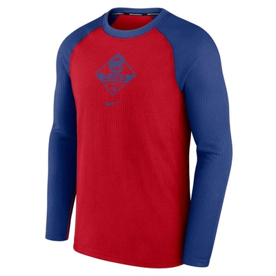 Shop Nike Red/royal Chicago Cubs Game Authentic Collection Performance Raglan Long Sleeve T-shirt