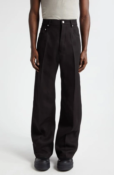 Shop Rick Owens Geth Silk & Wool Wide Leg Jeans In Black