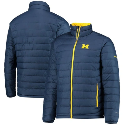 Shop Columbia Navy Michigan Wolverines Powder Lite Omni-heat Reflective Full-zip Jacket