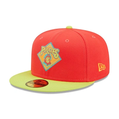 Shop New Era Red/neon Green Pittsburgh Pirates   Lava Highlighter Combo 59fifty Fitted Hat