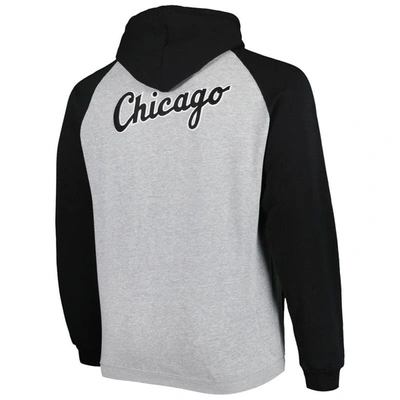 Shop Profile Heather Gray/black Chicago White Sox Big & Tall Raglan Hoodie Full-zip Sweatshirt