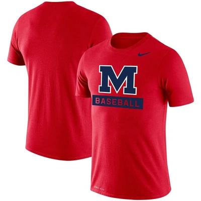 Shop Nike Red Ole Miss Rebels Baseball Logo Stack Legend Slim Fit Performance T-shirt