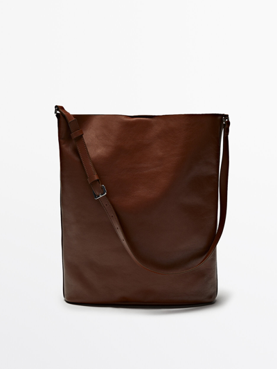 Shop Massimo Dutti Nappa Leather Bucket Bag