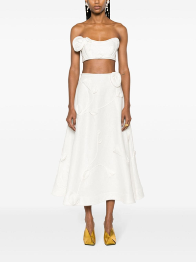 Zimmermann Matchmaker Floral-appliqué Linen Bralette