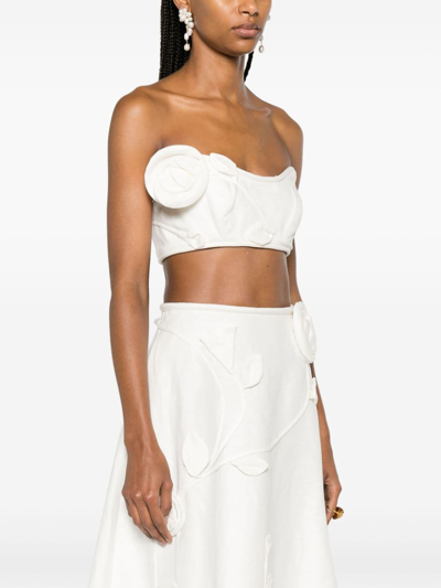 Zimmermann Matchmaker Floral-appliqué Linen Bralette
