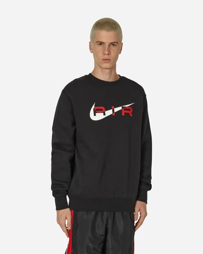 Shop Nike Air Fleece Crewneck Sweatshirt Black / University Red In Multicolor