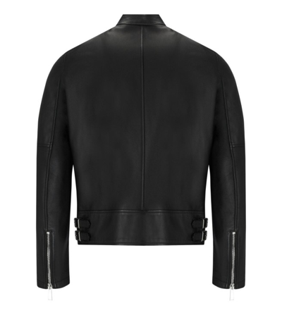 Shop Dsquared2 Black Leather Biker Jacket