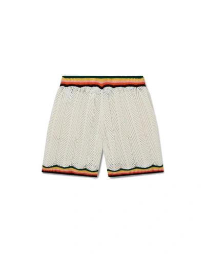 Shop Casablanca Chevron Lace Shorts In White