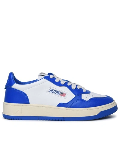 Shop Autry Blue And White Leather Medalist Sneakers