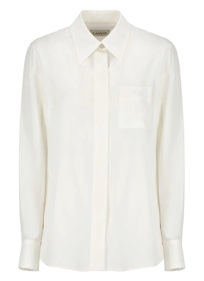 Shop Lanvin Creamy White Silk Shirt