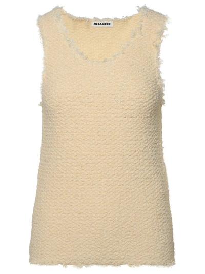 Jil Sander Cream Cotton Blend Tank Top In Neutrals