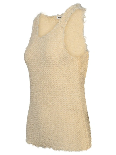Jil Sander Cream Cotton Blend Tank Top In Neutrals
