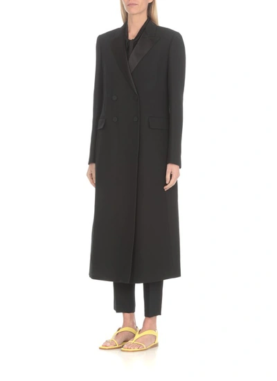 Shop Fabiana Filippi Wool And Silk Overcoat In Black
