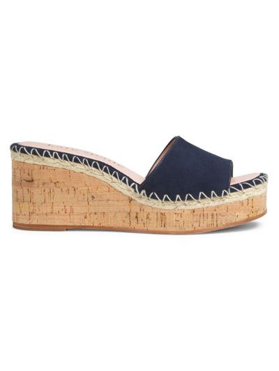 Shop Kate Spade Women's Cosette Leather Wedge Sandals In Capitan Navy