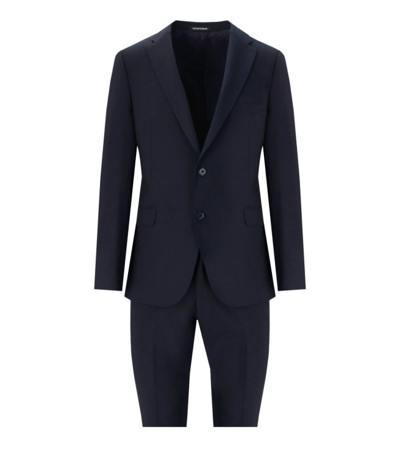 Shop Emporio Armani Blue Single Breasted Suit In Black