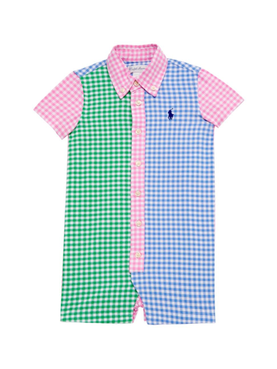 Shop Polo Ralph Lauren Baby Boy's Gingham Colorblock Romper In Gingham Multi
