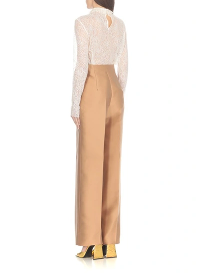 Shop Alberta Ferretti Silk Blend Trousers In Brown