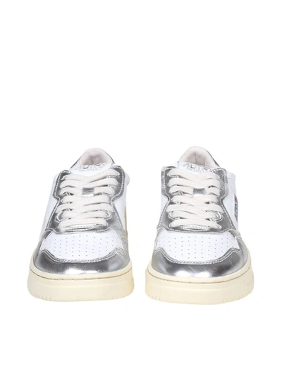 Shop Autry Sneakers In White And Silver Leather