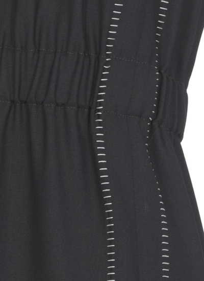Shop Fabiana Filippi Blue Silk Dress In Black
