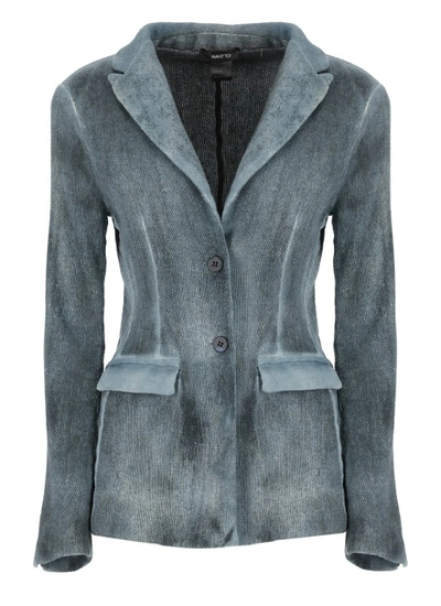 Shop Avant Toi Light Blue Cotton And Linen Jacket In Grey