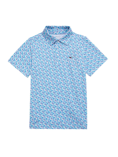 Shop Vineyard Vines Little Boy's & Boy's Printed Polo Shirt In Abstract Sailboat