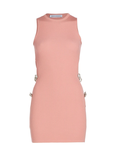 Shop Mach & Mach Women's Crystal Bow Cut-out Minidress In Pink