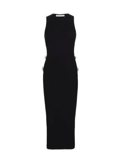 Shop Mach & Mach Women's Crystal Bow Cut-out Midi-dress In Black