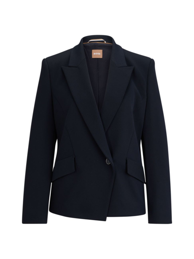 Shop Hugo Boss Women's Regular-fit Jacket In Stretch Twill In Dark Blue