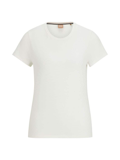 Shop Hugo Boss Women's T-shirt With 3d-structured Knitted Monograms In Natural